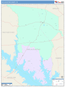 San Augustine County, TX Digital Map Color Cast Style